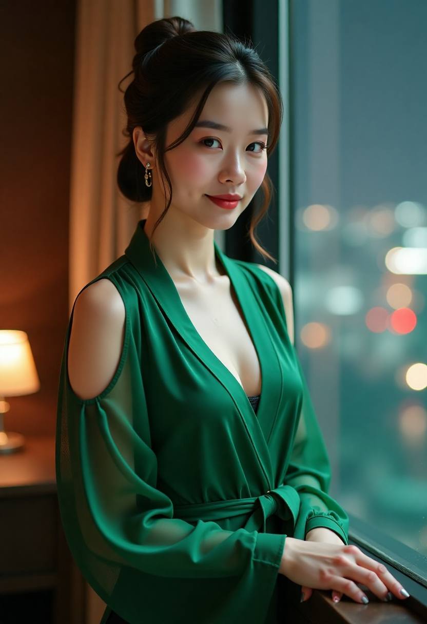 果农在桃树旁观察蜜桃的成熟度